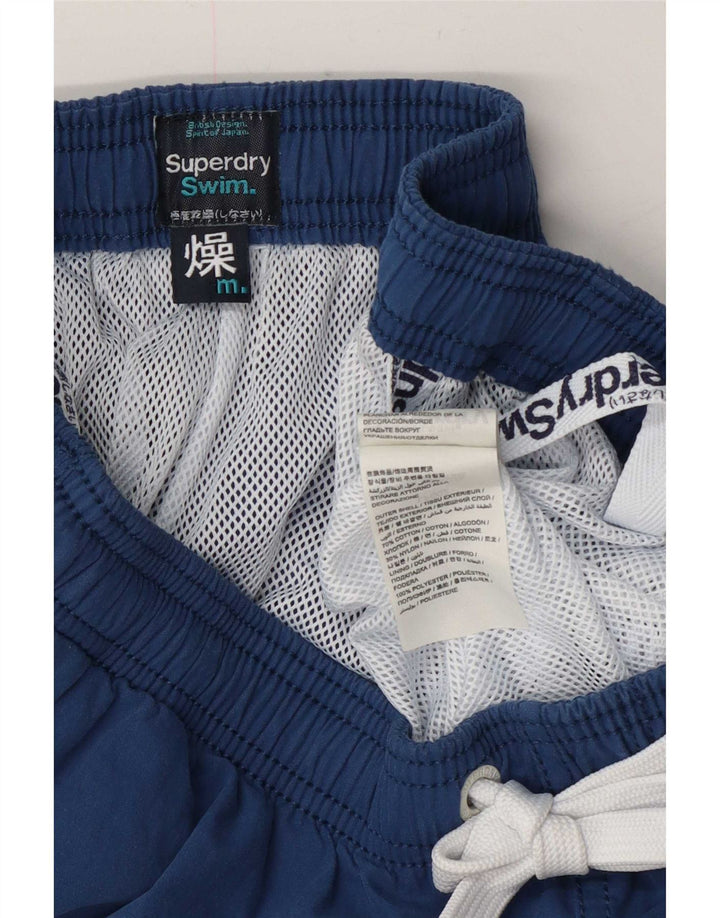 Superdry Mens Graphic Swimming Shorts Medium Navy Blue Colourblock Cotton