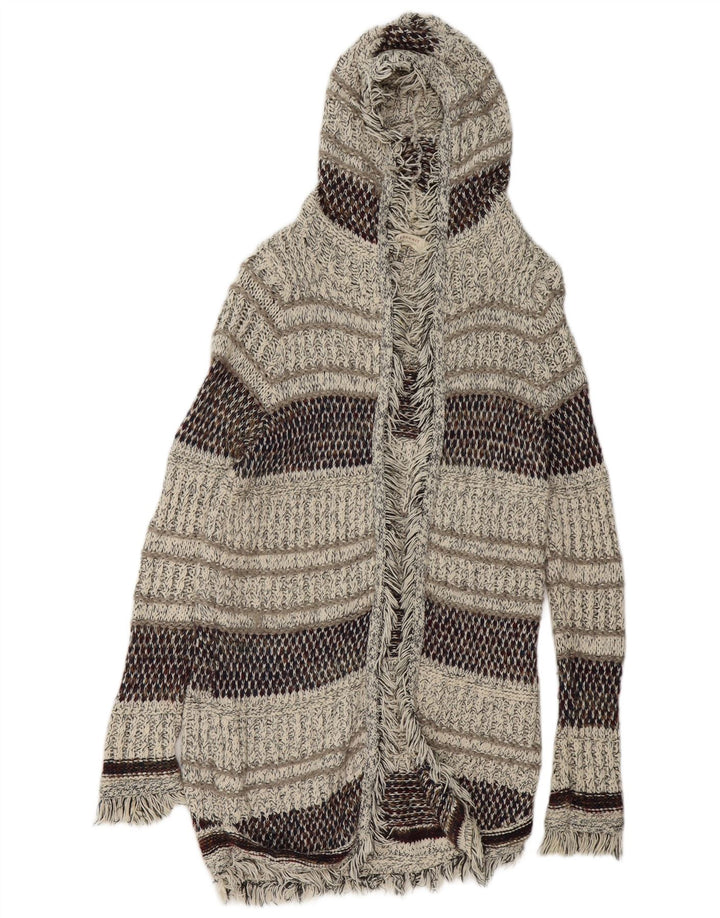 ZARA Womens Longline Hooded Cardigan Sweater UK 14 Medium Multicoloured