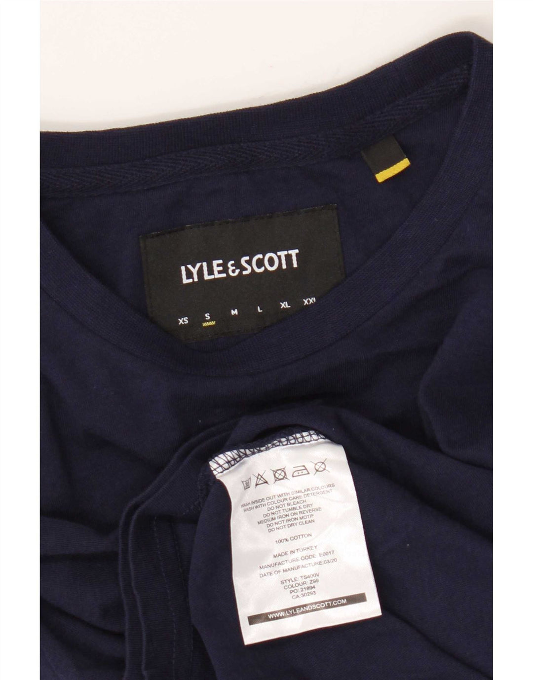 Lyle & Scott Mens T-Shirt Top Small Navy Blue Cotton