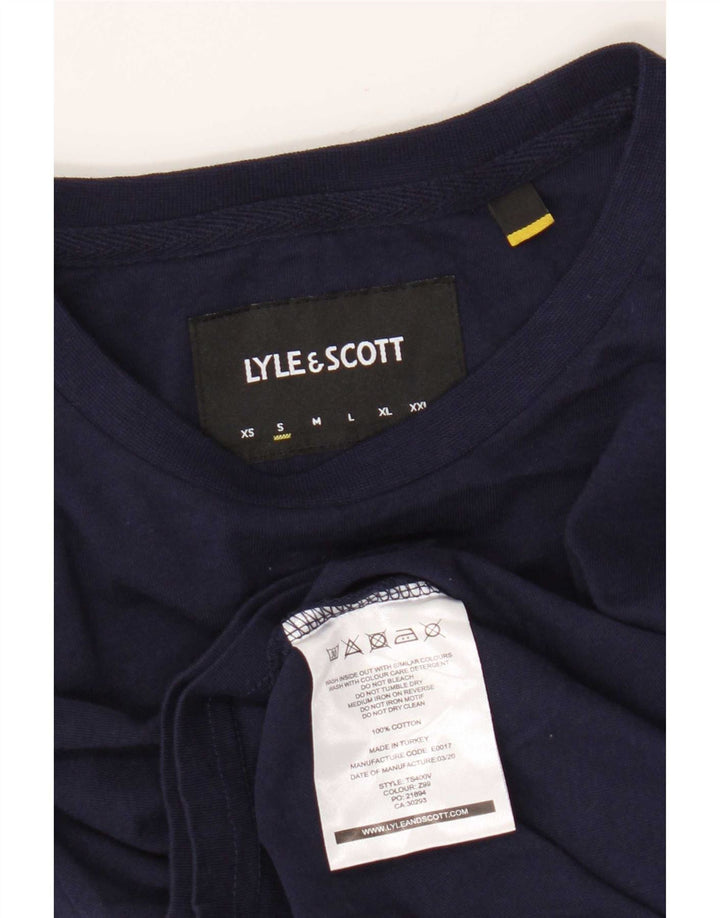 Lyle & Scott Mens T-Shirt Top Small Navy Blue Cotton