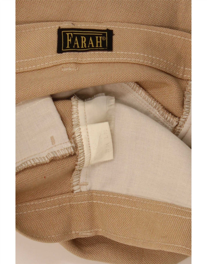 Farah Mens Straight Casual Trousers W34 L29 Beige Polyester