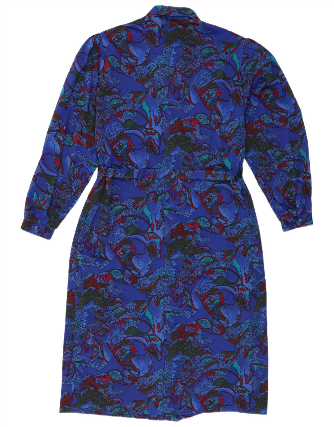 Vintage Womens Long Sleeve Sheath Dress IT 46 Large Blue Floral Polyester
