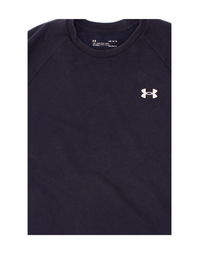 UNDER ARMOUR Mens Cold Gear Graphic Sweatshirt Jumper Large Navy Blue | Vintage Under Armour | Thrift | Second-Hand Under Armour | Used Clothing | Messina Hembry 