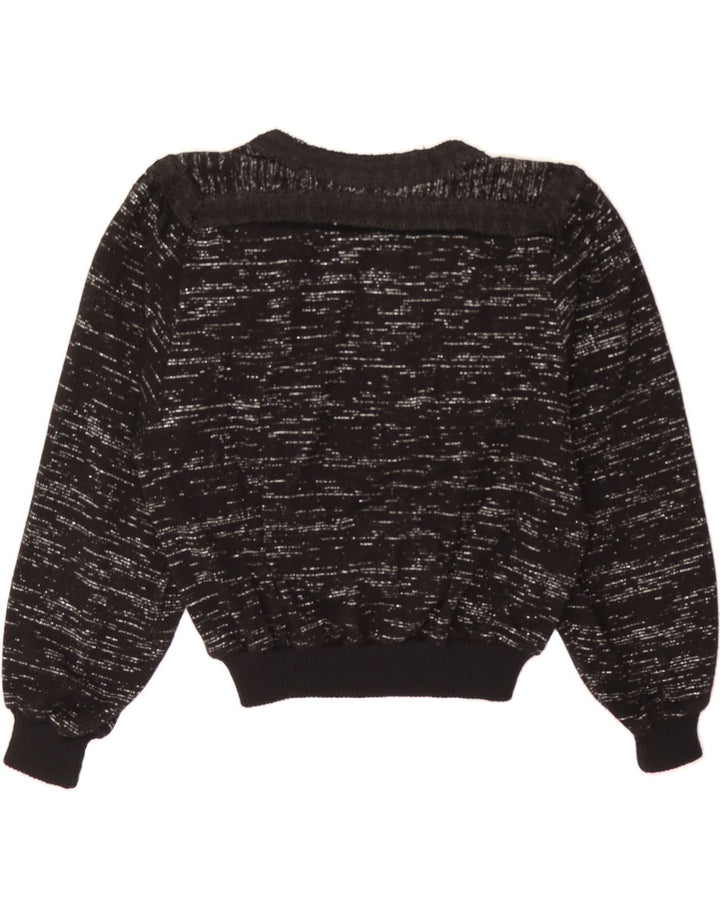 VINTAGE Womens V-Neck Jumper Sweater US 10 Large Black Flecked Vintage Vintage and Second-Hand Vintage from Messina Hembry 