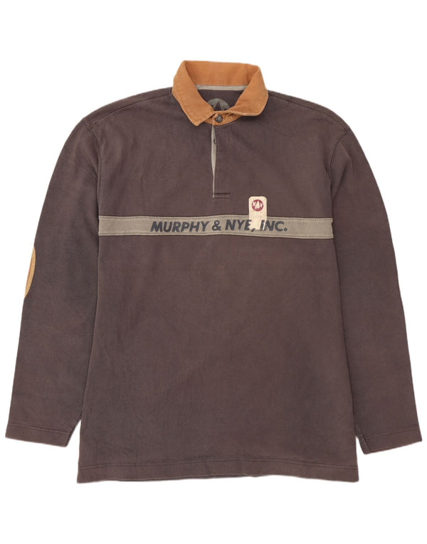 MURPHY & NYE Mens Sailmakers Graphic Rugby Polo Shirt 2XL Grey Colourblock