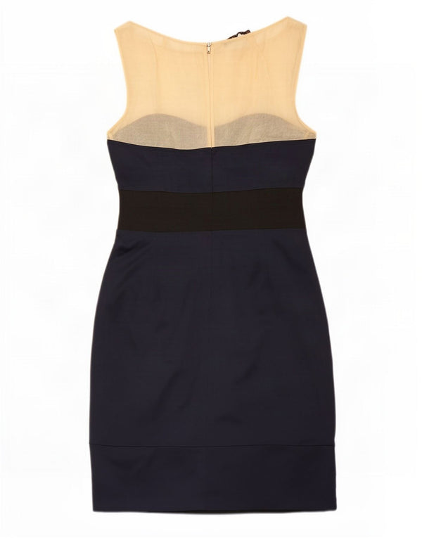 Reiss Womens Sleeveless Sheath Dress UK 12 Medium Navy Blue Colourblock