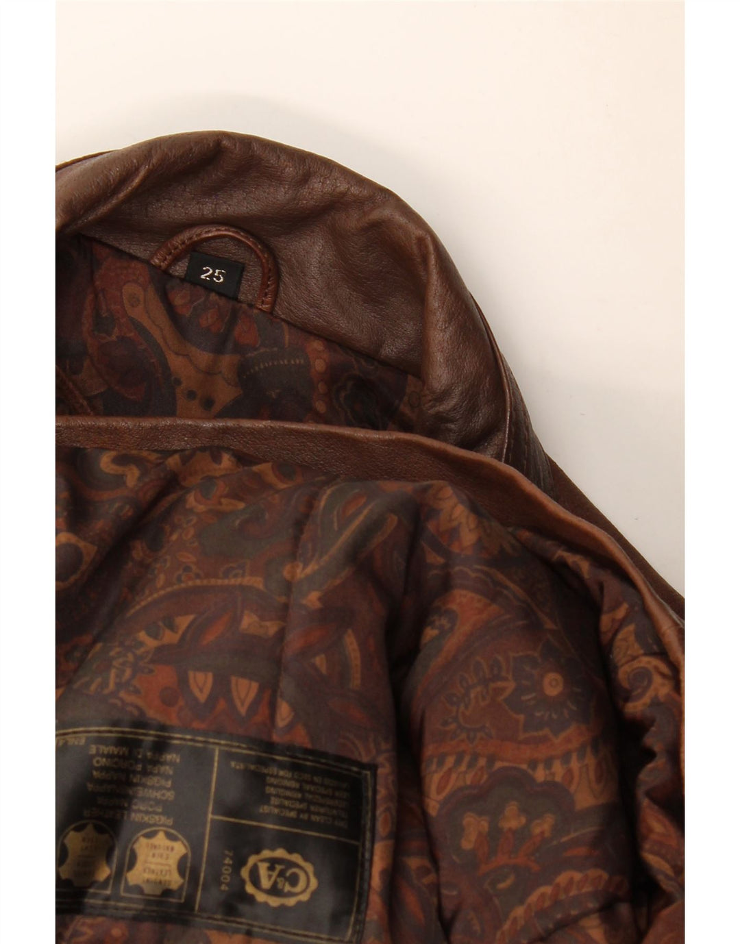 C&A Mens Leather Windbreaker Coat UK 42 XL Brown Leather