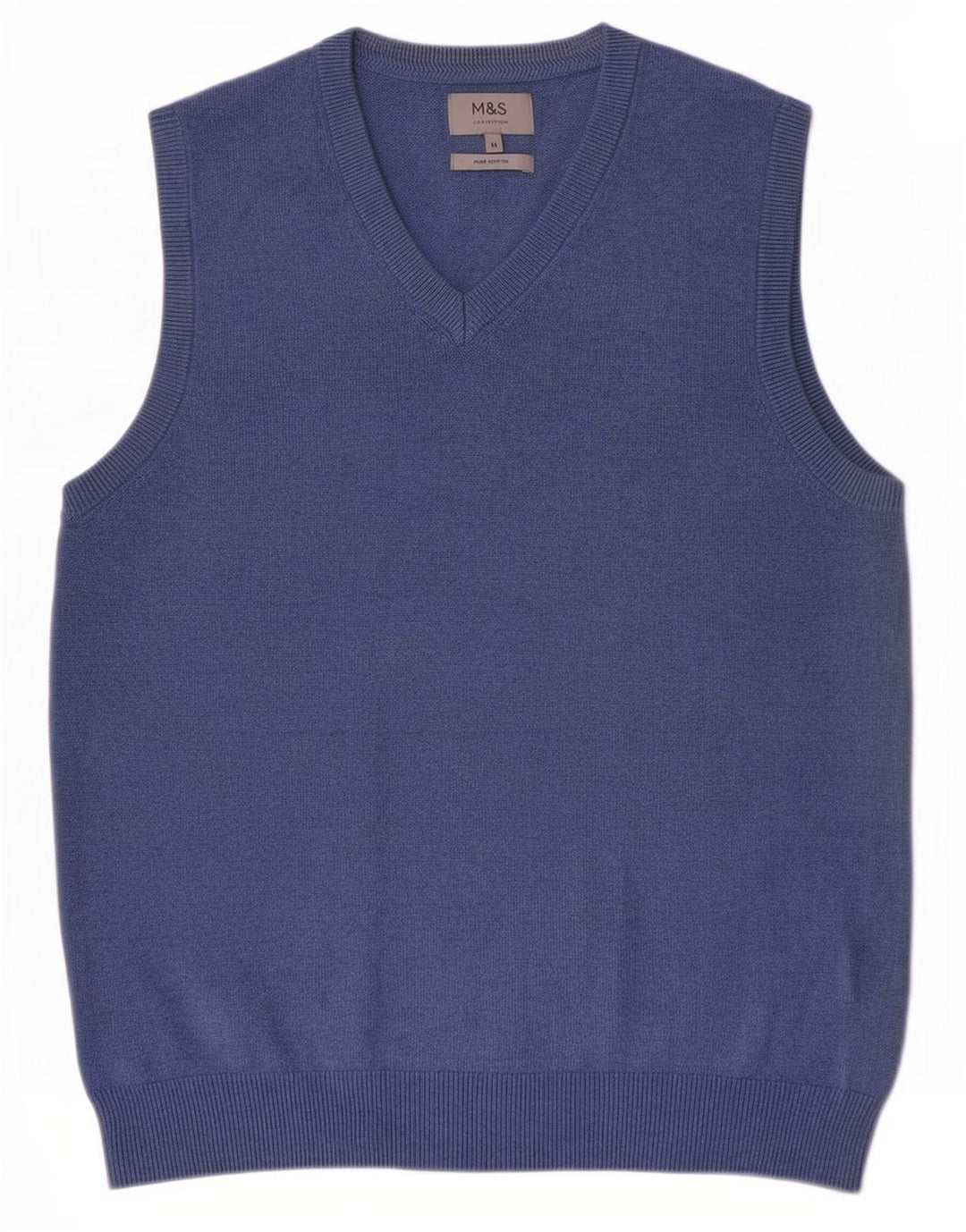 Marks & Spencer Mens Vest Tank Top Medium Blue Cotton