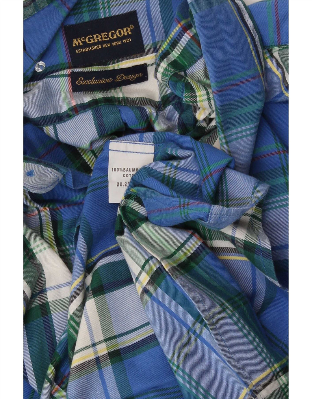 McGregor Mens Shirt Medium Blue Check Cotton