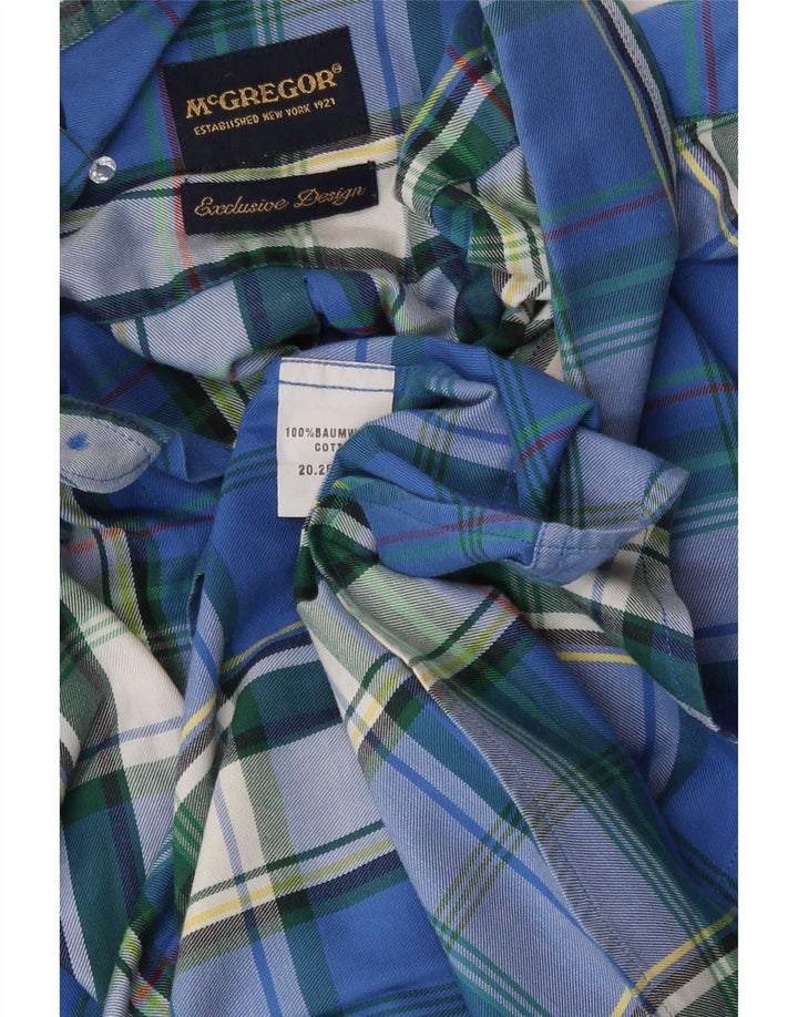 McGregor Mens Shirt Medium Blue Check Cotton