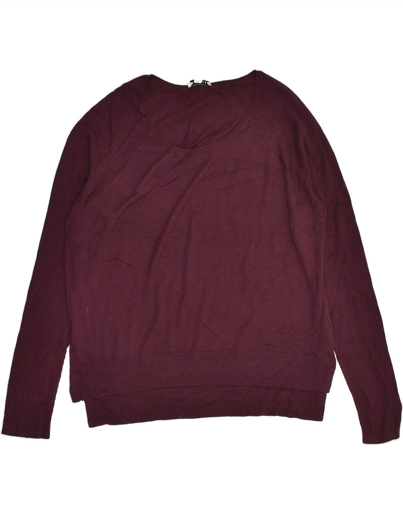 WHISTLES Womens Boat Neck Jumper Sweater UK 14 Medium Maroon Viscose | Vintage Whistles | Thrift | Second-Hand Whistles | Used Clothing | Messina Hembry 