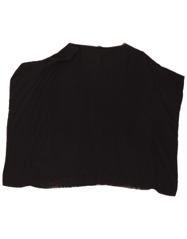 Desigual Womens Poncho Blouse Top UK 16 Large Black Floral Viscose