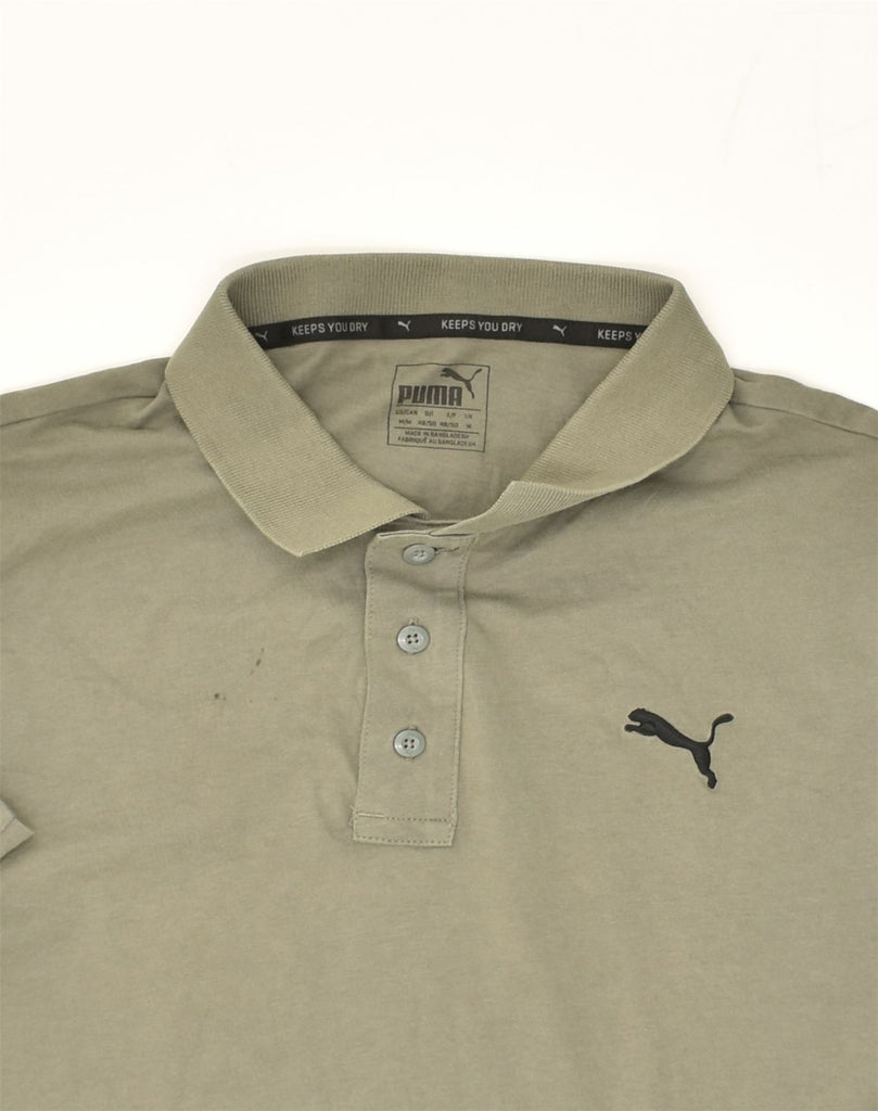 PUMA Mens Polo Shirt Medium Khaki Cotton | Vintage Puma | Thrift | Second-Hand Puma | Used Clothing | Messina Hembry 