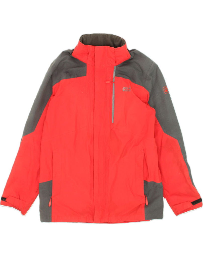 JACK WOLFSKIN Mens Rain Jacket UK 40/42 Large Red Colourblock Polyamide | Vintage Jack Wolfskin | Thrift | Second-Hand Jack Wolfskin | Used Clothing | Messina Hembry 