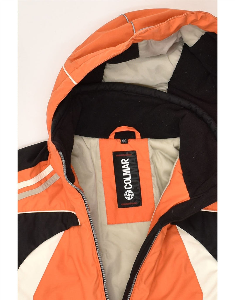 COLMAR Womens Hooded Windbreaker Jacket EU 36 Small Orange Colourblock | Vintage Colmar | Thrift | Second-Hand Colmar | Used Clothing | Messina Hembry 