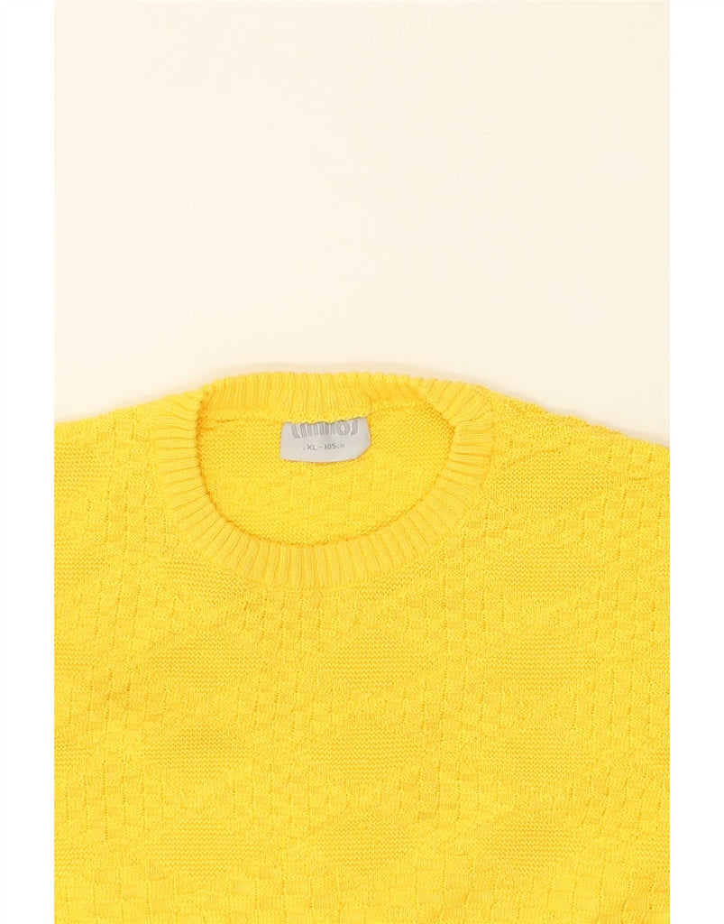 VINTAGE Mens Crew Neck Jumper Sweater XL Yellow Cotton | Vintage Vintage | Thrift | Second-Hand Vintage | Used Clothing | Messina Hembry 