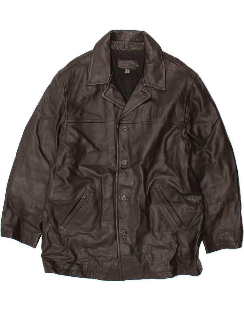 J. CREW Mens Leather Coat UK 42 XL Brown Leather Vintage J. Crew and Second-Hand J. Crew from Messina Hembry 
