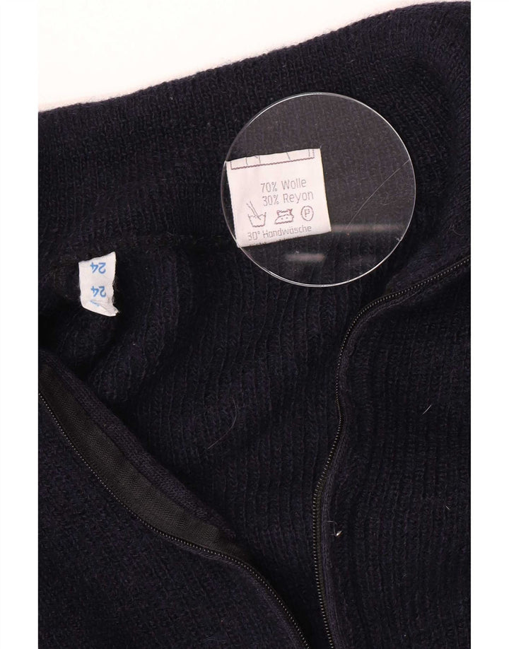 Vintage Mens Zip Neck Jumper Sweater Medium Navy Blue Wool