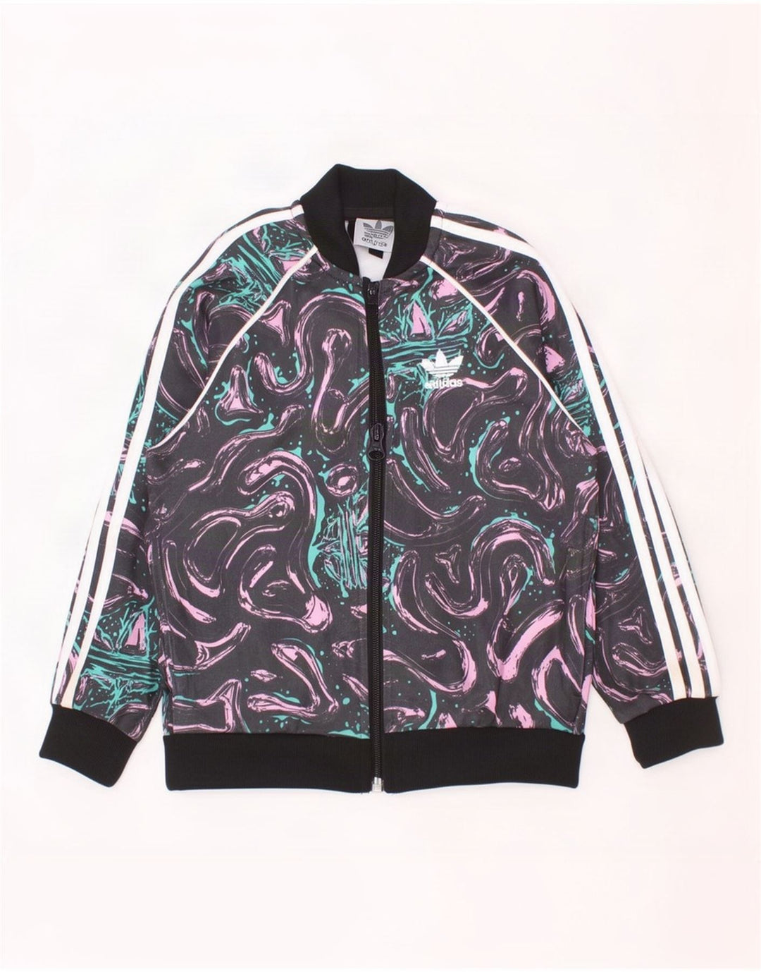 Adidas Girls Abstract Pattern Tracksuit Top Jacket 2-3 Years Multicoloured