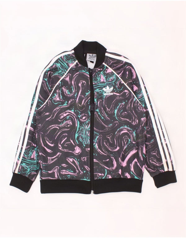 Adidas Girls Abstract Pattern Tracksuit Top Jacket 2-3 Years Multicoloured