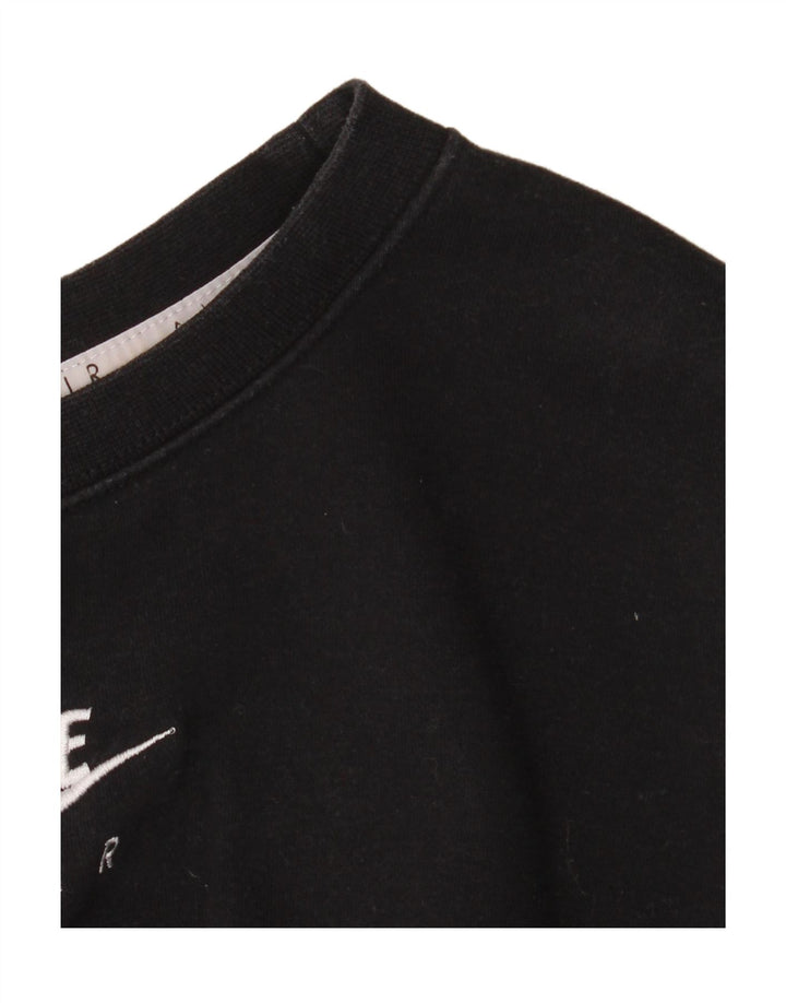 Nike Womens Graphic Crop Sweatshirt Jumper UK 12 Medium Black Cotton