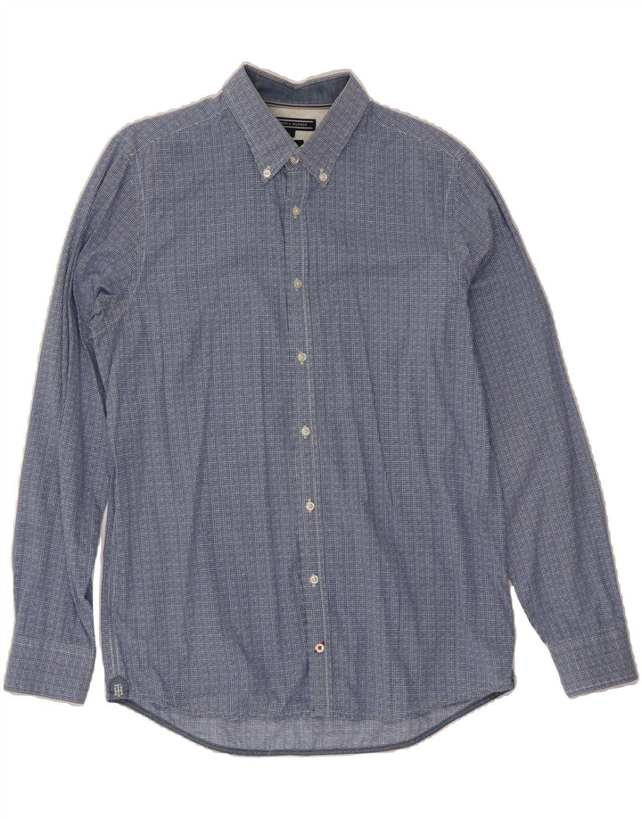 TOMMY HILFIGER Mens Slim Fit Shirt Large Blue Check Cotton Vintage Tommy Hilfiger and Second-Hand Tommy Hilfiger from Messina Hembry 