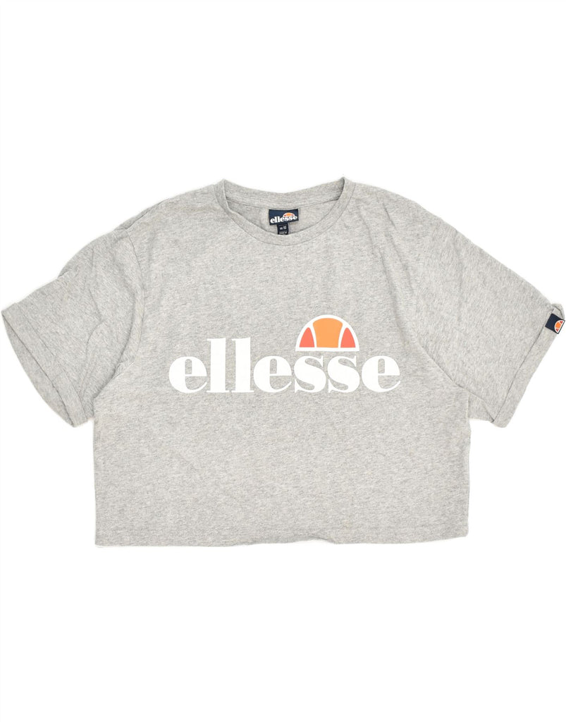 ELLESSE Womens Crop Graphic T-Shirt Top UK 10 Small Grey | Vintage Ellesse | Thrift | Second-Hand Ellesse | Used Clothing | Messina Hembry 