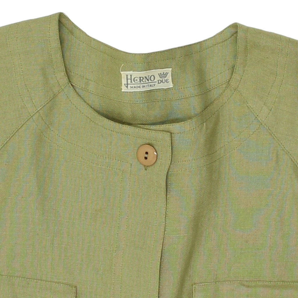 Herno Womens Green Short Sleeve Collarless Shirt Top | Vintage High End Designer | Vintage Messina Hembry | Thrift | Second-Hand Messina Hembry | Used Clothing | Messina Hembry 