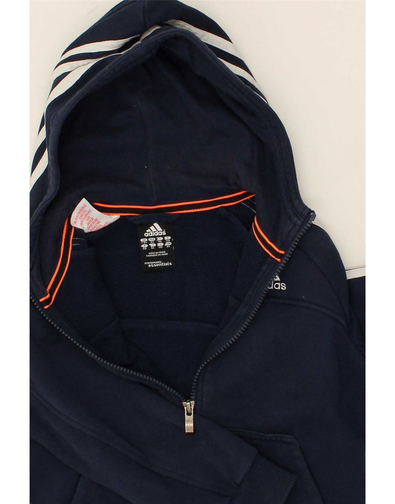 ADIDAS Boys Zip Hoodie Sweater 7-8 Years Navy Blue Cotton Vintage Adidas and Second-Hand Adidas from Messina Hembry 