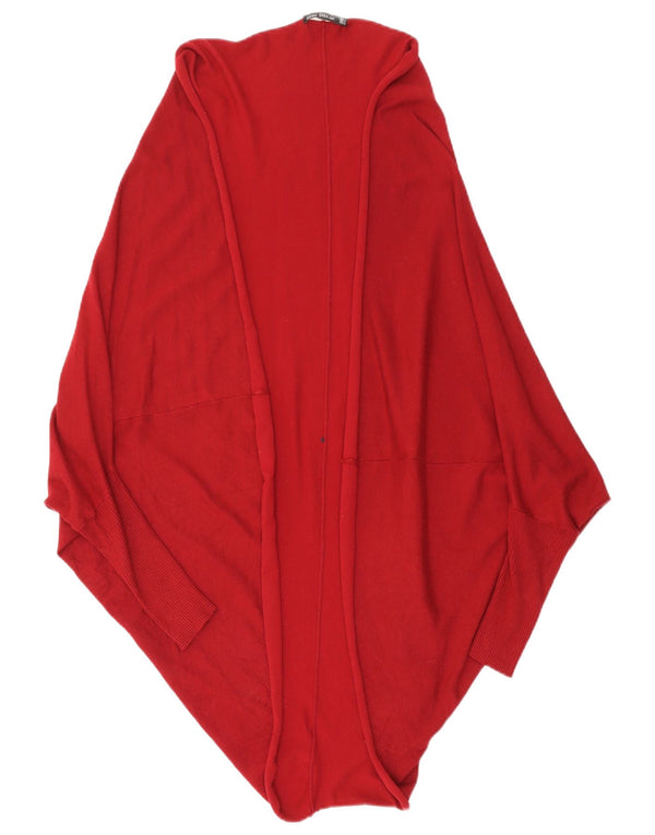 ZARA Womens Longline Open Cardigan Sweater UK 14 Medium Maroon