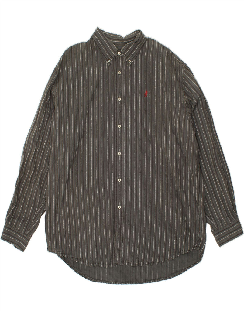 MARLBORO CLASSICS Mens Shirt 2XL Grey Striped Cotton Vintage Marlboro Classics and Second-Hand Marlboro Classics from Messina Hembry 