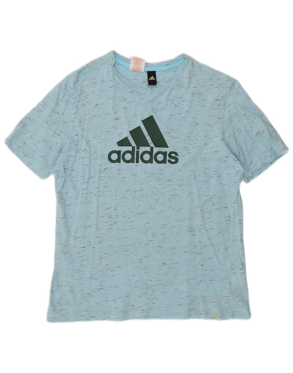 Adidas Boys Graphic T-Shirt Top 13-14 Years Blue Flecked Cotton