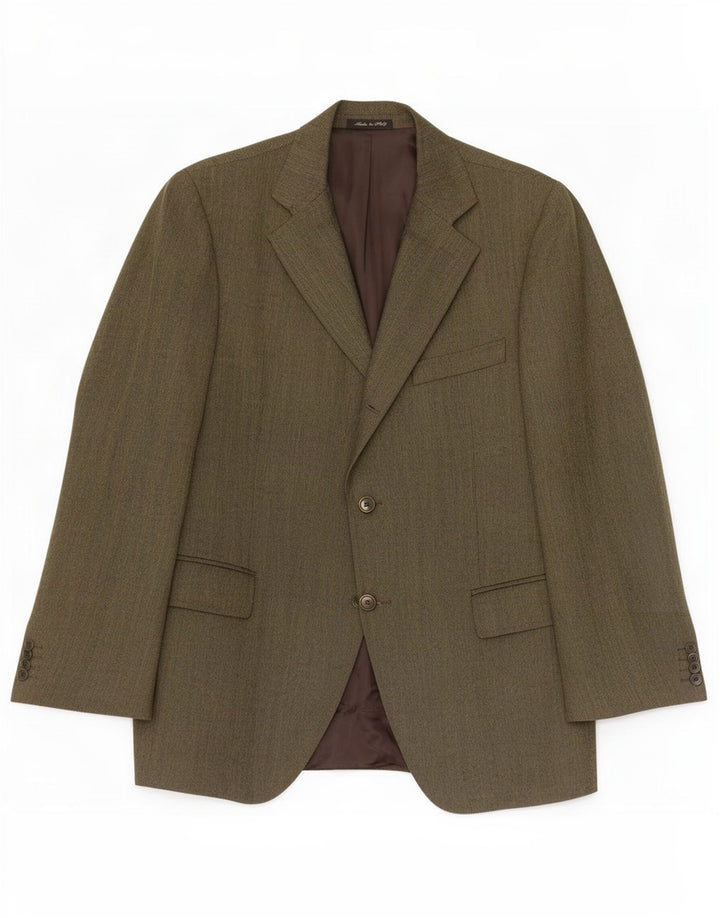 Aquarama Mens 3 Button Blazer Jacket IT 50 Large Green Virgin Wool