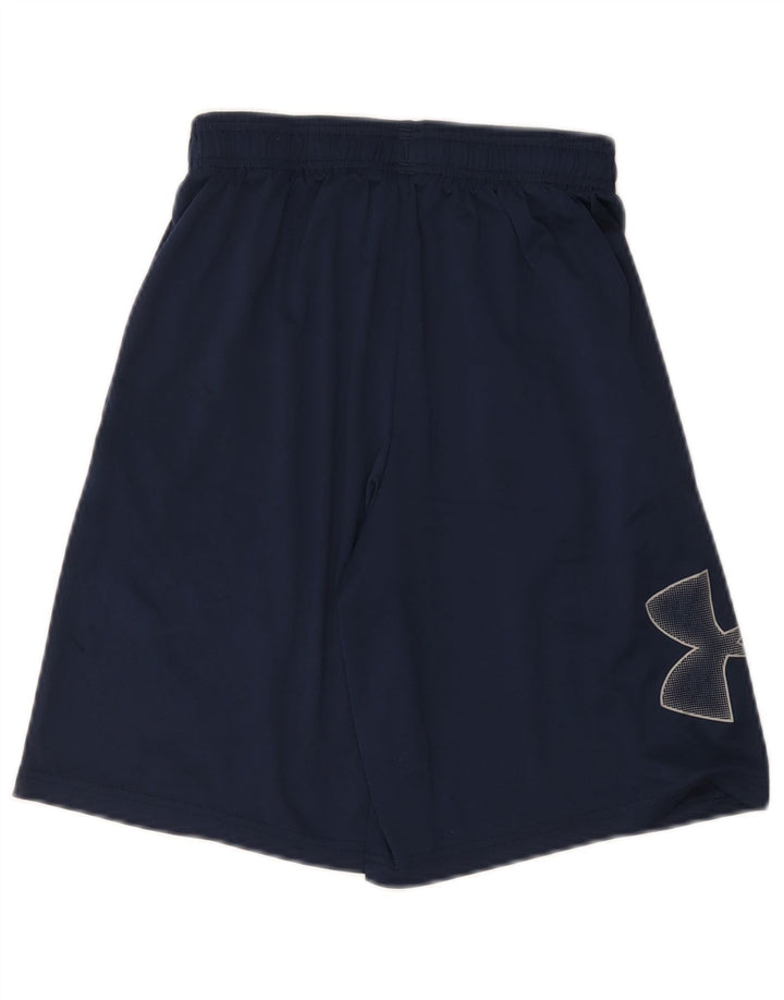 UNDER ARMOUR Womens Heat Gear Graphic Sport Shorts UK 4 XS Navy Blue