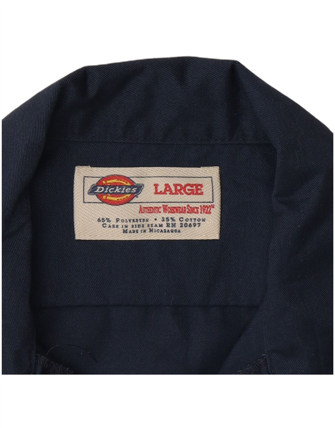 Dickies Mens Short Sleeve Shirt Large Navy Blue Polyester