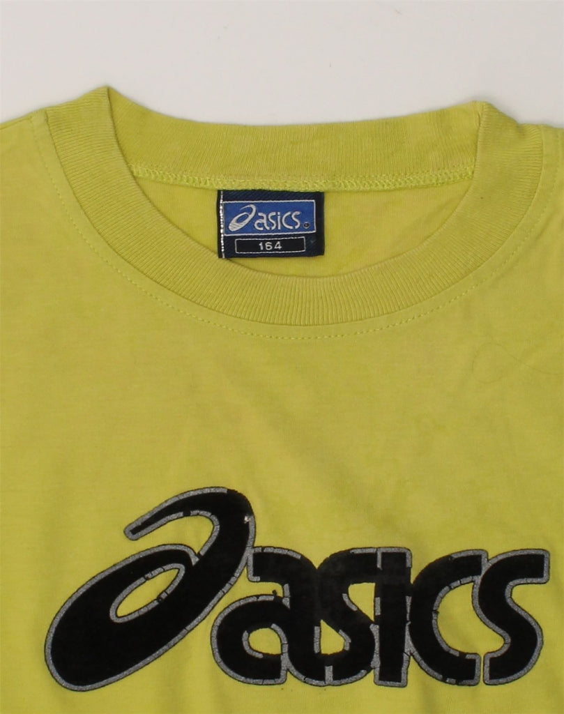 ASICS Boys Graphic T-Shirt Top 13-14 Years Green Cotton | Vintage Asics | Thrift | Second-Hand Asics | Used Clothing | Messina Hembry 