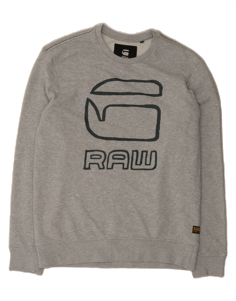 G-STAR Mens Graphic Sweatshirt Jumper Medium Grey Cotton Vintage G-Star and Second-Hand G-Star from Messina Hembry 