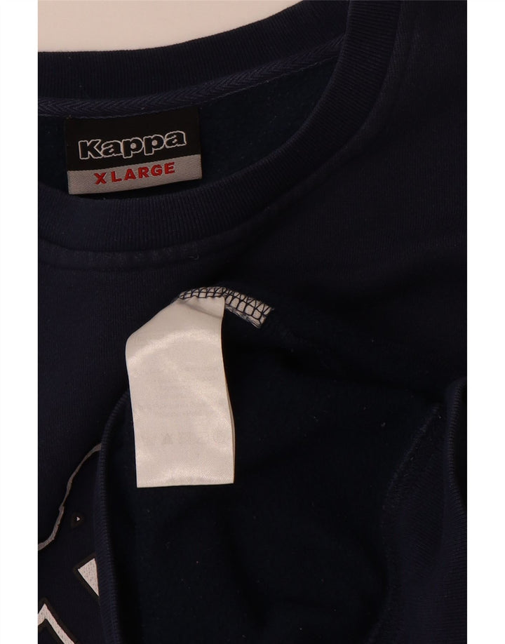 Kappa Mens Graphic Sweatshirt Jumper XL Navy Blue Cotton