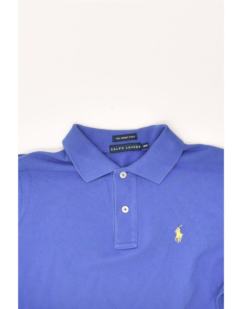 RALPH LAUREN Mens Skinny Polo Shirt Medium Blue Cotton | Vintage Ralph Lauren | Thrift | Second-Hand Ralph Lauren | Used Clothing | Messina Hembry 