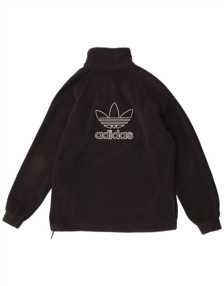 Adidas Mens Zip Neck Fleece Jumper Small Black Polyester
