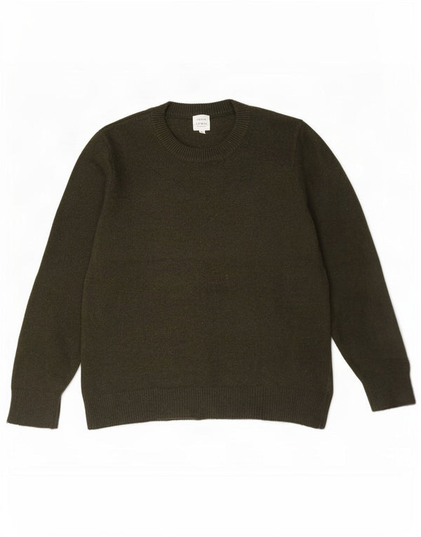 John Lewis Womens Crew Neck Jumper Sweater UK 18 XL Khaki Merino Wool