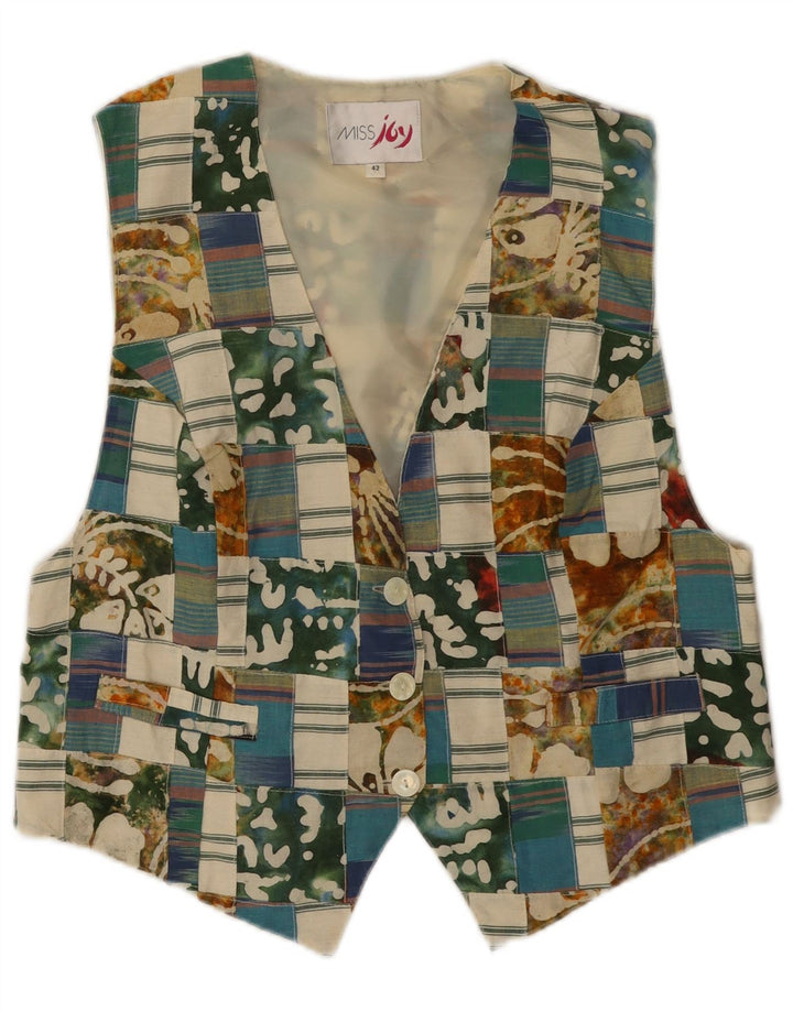 MISS JOY Womens Waistcoat EU 42 Large Multicoloured Patchwork Cotton