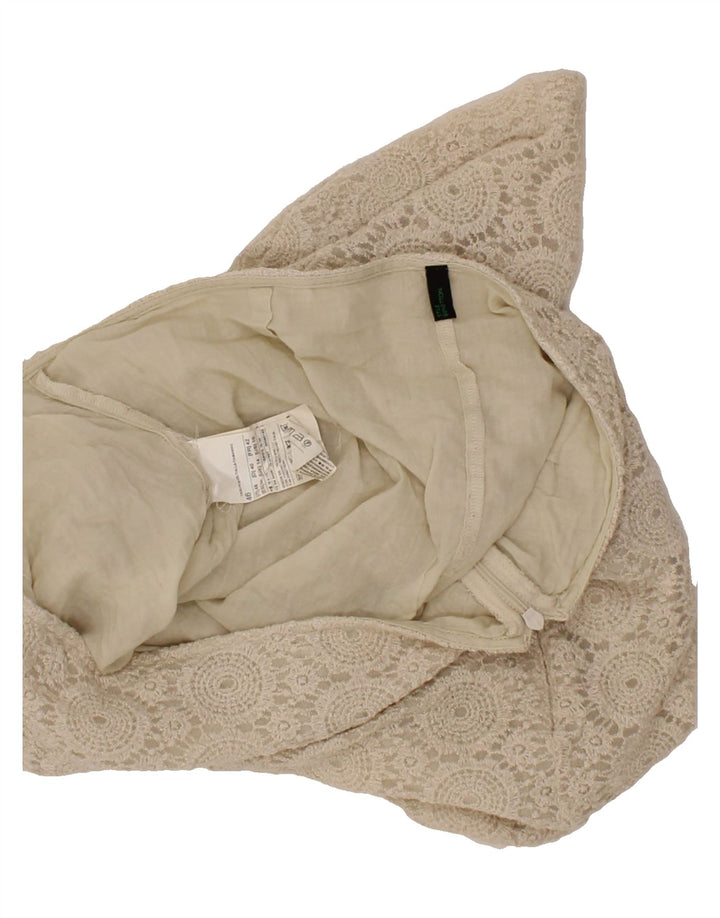 BENETTON Womens Straight Skirt IT 46 Large W34 Beige Floral Polyester Vintage Benetton and Second-Hand Benetton from Messina Hembry 