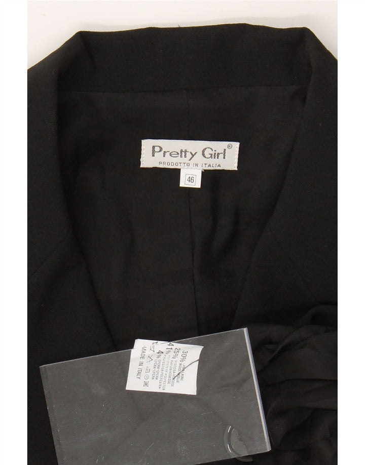 VINTAGE Womens Longline 3 Button Blazer Jacket IT 46 Large Black Polyester