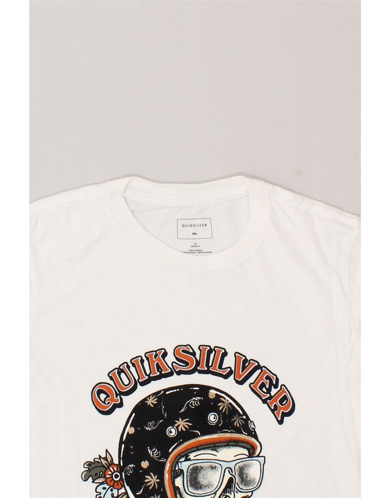 QUIKSILVER Boys Regular Fit Graphic T-Shirt Top 11-12 Years White Cotton | Vintage Quiksilver | Thrift | Second-Hand Quiksilver | Used Clothing | Messina Hembry 