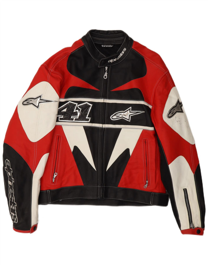Alpinestars Mens Graphic Racing Jacket UK 38 Medium Red Colourblock Biker