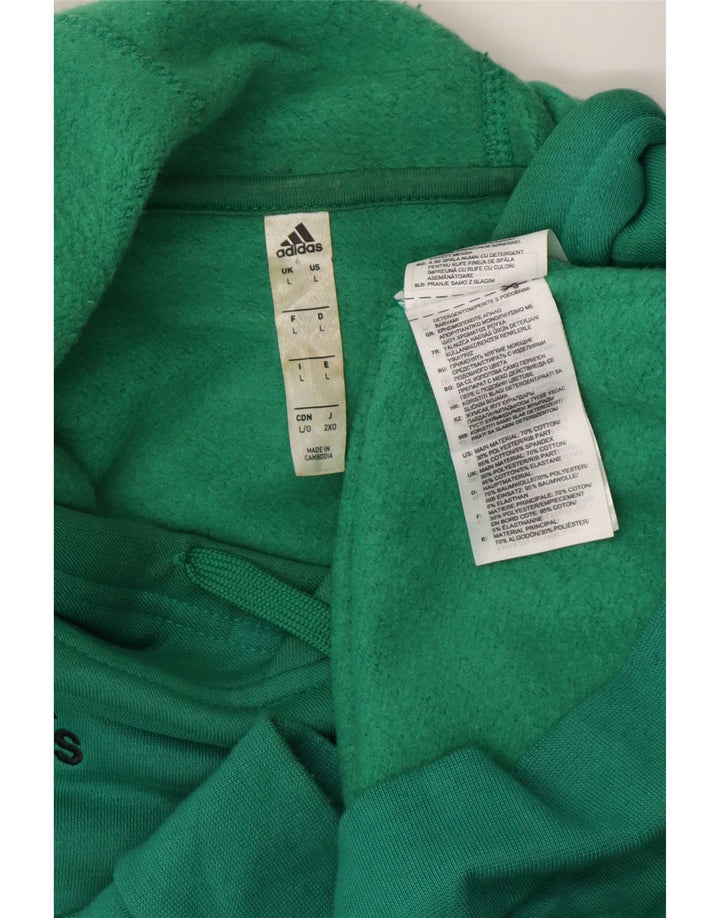 Adidas Mens Hoodie Jumper Large Turquoise Cotton