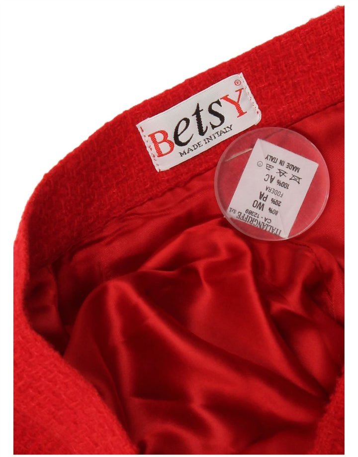 Vintage Womens 4 Button 2 Piece Skirt Set UK 12 Medium W28  Red Wool
