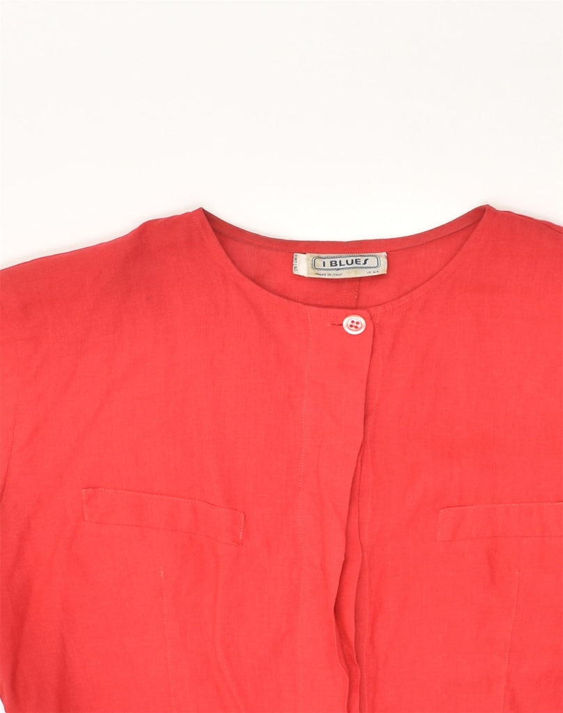 I BLUES Womens Short Sleeve Shirt Blouse IT 44 Medium Red Linen | Vintage i Blues | Thrift | Second-Hand i Blues | Used Clothing | Messina Hembry 