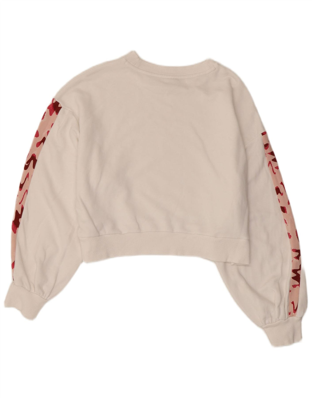 PUMA Womens Crop Sweatshirt Jumper UK 16 Large White Camouflage Cotton